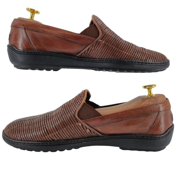 Vintage Bragano Italy Driving Casual Loafers Mens 8M Brown Basket Weave Slip-ons - Picture 6 of 11